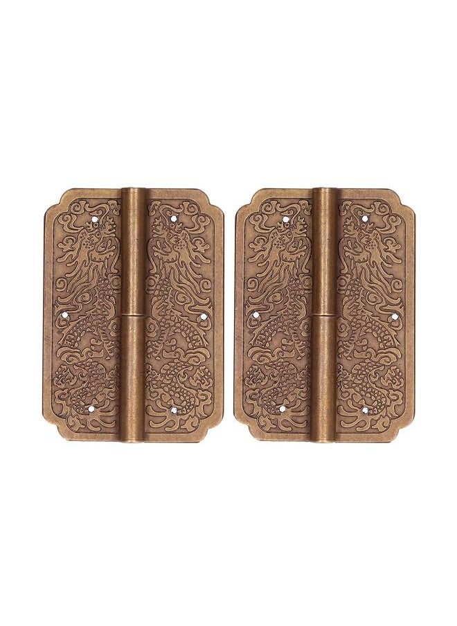 Thoraya 2Set Furniture Hinge Retro Antique Brass Hinges Hardwares for Cabinet Jewelry Box  - Image 2