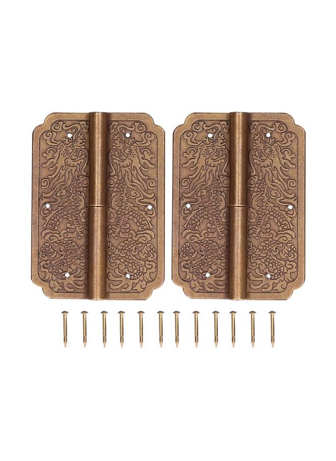 Thoraya 2Set Furniture Hinge Retro Antique Brass Hinges Hardwares for Cabinet Jewelry Box  - Image 1