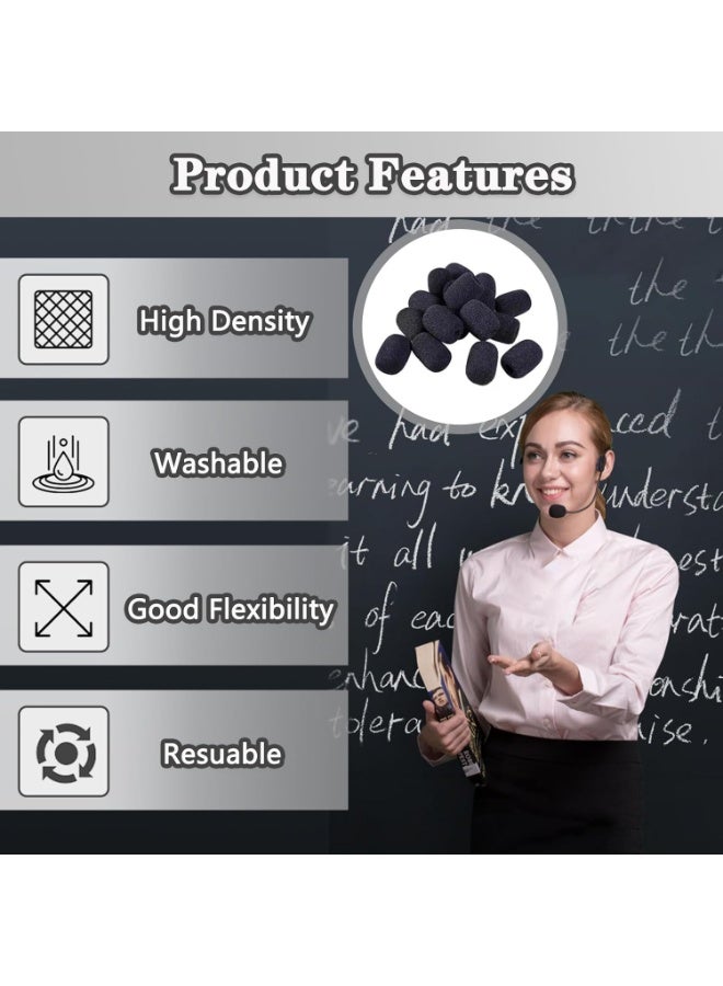 Mini Foam Headset Microphone Windscreen Covers, Black, 5-Pack, Noise Reduction (30x22mm) - Image 3