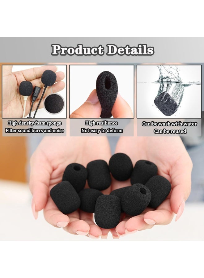 Mini Foam Headset Microphone Windscreen Covers, Black, 5-Pack, Noise Reduction (30x22mm) - Image 2