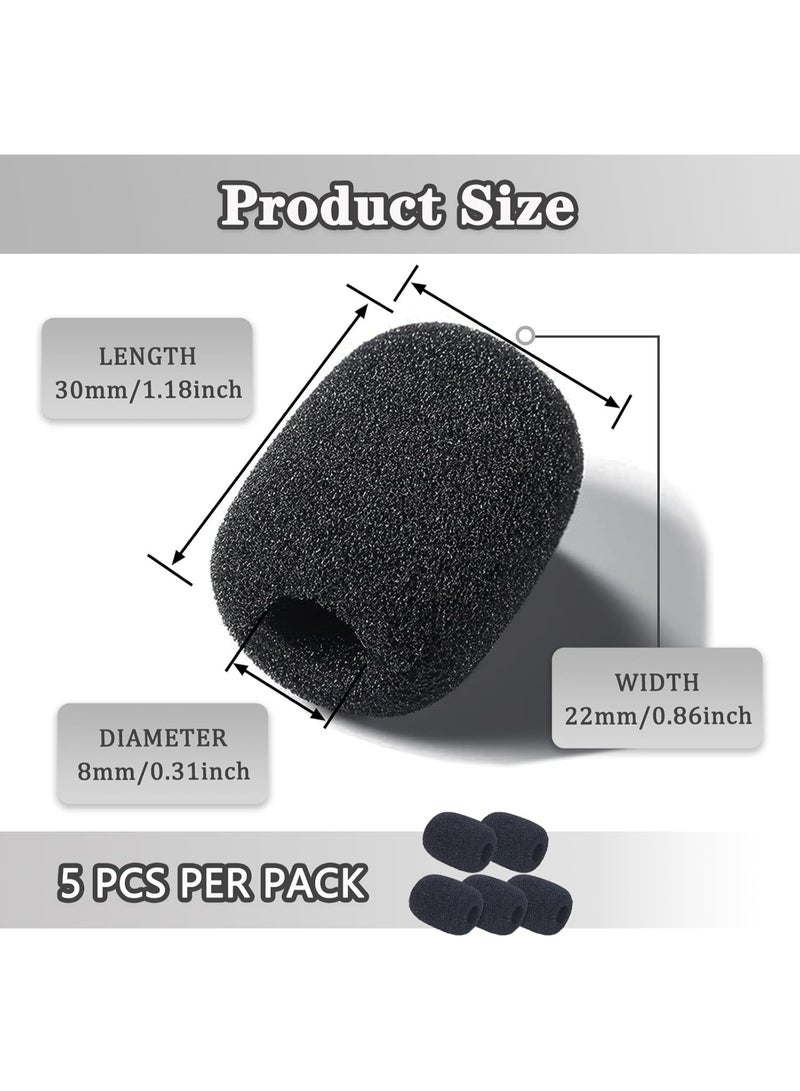 Mini Foam Headset Microphone Windscreen Covers, Black, 5-Pack, Noise Reduction (30x22mm) - Image 4