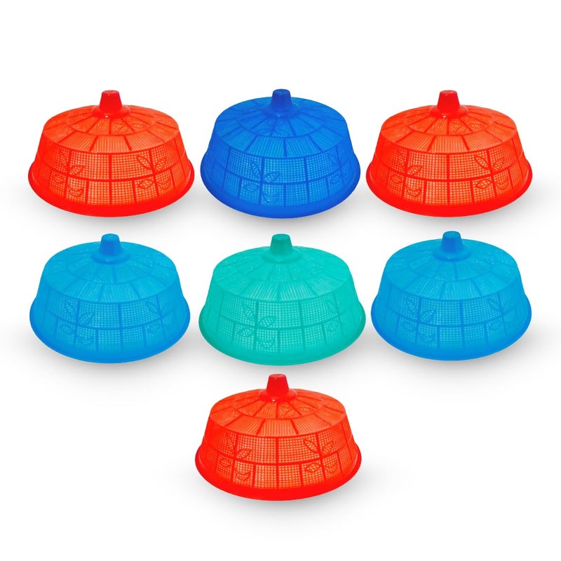 SNKM SNKM Food Cover Net Plastic Dome Big Size Round Net Kitchen | Flies Mosquitoes Insect Proof Dining Tables Covers | Fruits, Vegetable, Rice Cover (Large, 30cm/12 Inch Multicolour, Combo Pack of 7)  - Image 1