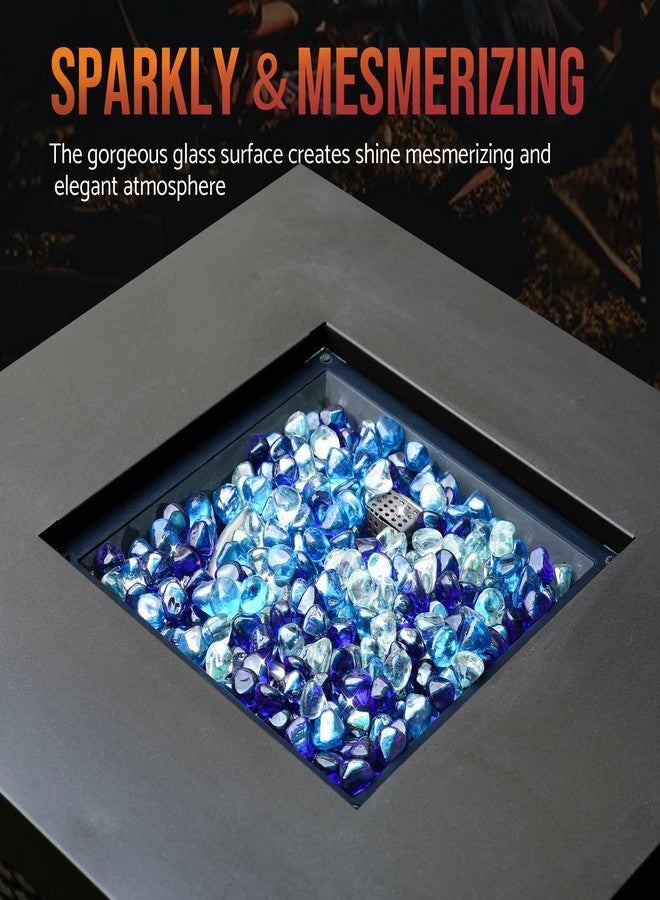 Skyflame ماسات زجاج النار المخلوطة من سكاي فليم، وزن 10 أرطال، لتزيين حفرة النار والمدفأة والحديقة، مقاس 1/2 بوصة، أزرق كوبالت، كريستال آيس، بريق أزرق كاريبي - Image 5