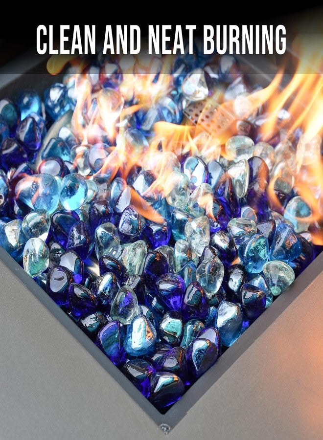 Skyflame ماسات زجاج النار المخلوطة من سكاي فليم، وزن 10 أرطال، لتزيين حفرة النار والمدفأة والحديقة، مقاس 1/2 بوصة، أزرق كوبالت، كريستال آيس، بريق أزرق كاريبي - Image 3