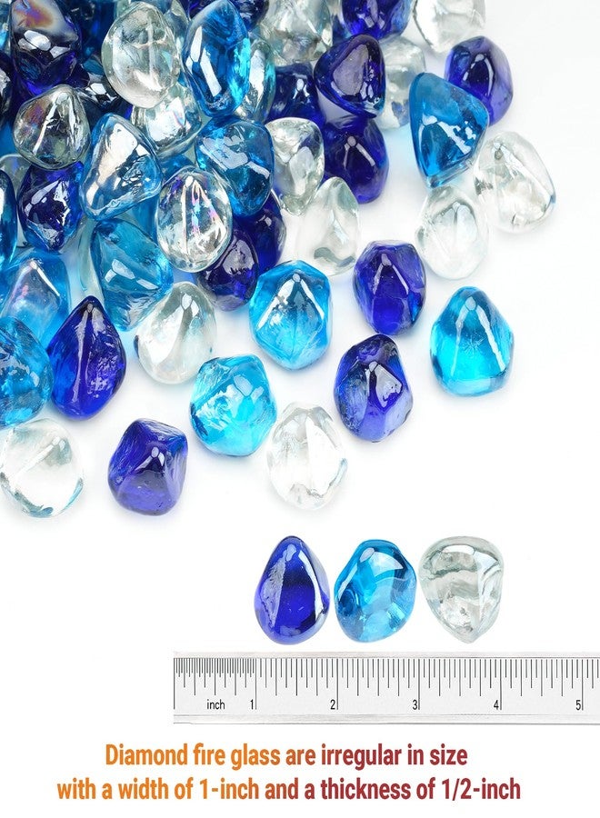 Skyflame ماسات زجاج النار المخلوطة من سكاي فليم، وزن 10 أرطال، لتزيين حفرة النار والمدفأة والحديقة، مقاس 1/2 بوصة، أزرق كوبالت، كريستال آيس، بريق أزرق كاريبي - Image 2