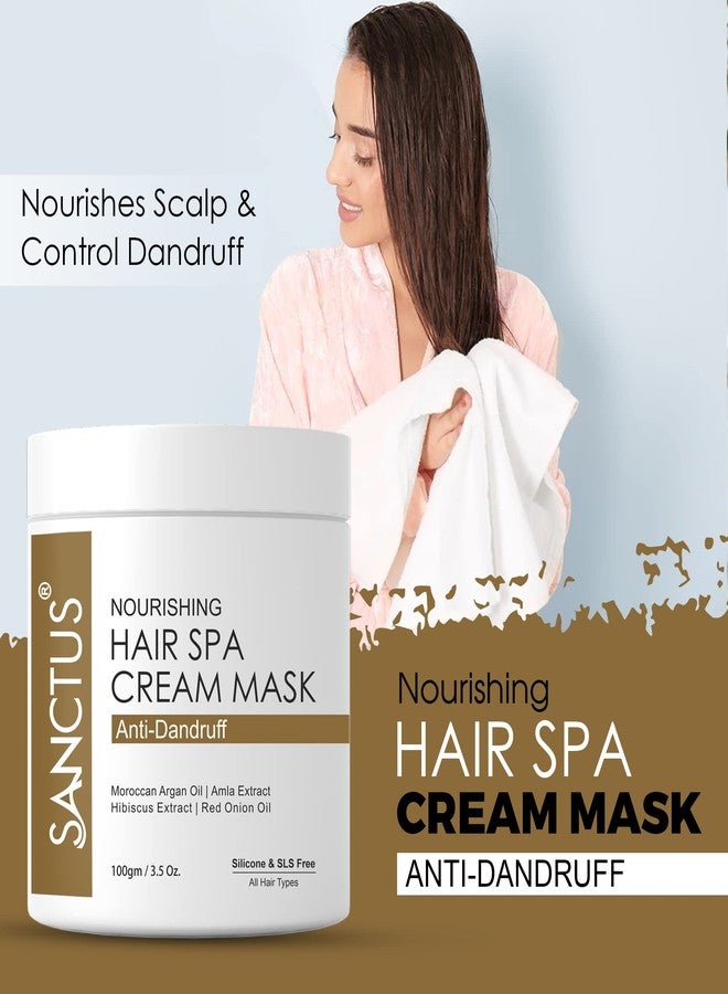 SANCTUS Hair Spa Cream MASK - Organic Hair Conditioner - Nourishes Scalp & Controls Dandruff With Red Onion Oil, Moroccan Argan Oil, Amla & Hibiscus Ext. - 100gm - Image 2