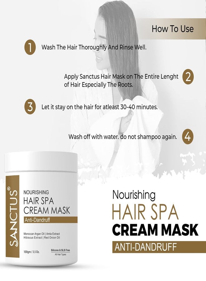 SANCTUS Hair Spa Cream MASK - Organic Hair Conditioner - Nourishes Scalp & Controls Dandruff With Red Onion Oil, Moroccan Argan Oil, Amla & Hibiscus Ext. - 100gm - Image 5