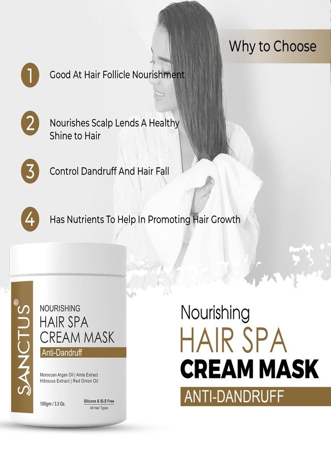 SANCTUS Hair Spa Cream MASK - Organic Hair Conditioner - Nourishes Scalp & Controls Dandruff With Red Onion Oil, Moroccan Argan Oil, Amla & Hibiscus Ext. - 100gm - Image 3