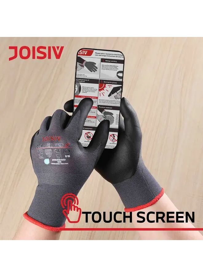 Medium Size Nitrile Coated Work Gloves Touchscreen Lightweight For Warehouse Delivery - Image 5