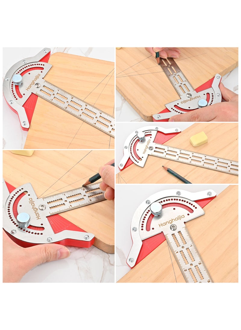 Hanghaijia - Metal Woodworking Edge Ruler, T-Shaped Adjustable Caliper Protractor Measuring Scribing Tool - Image 1
