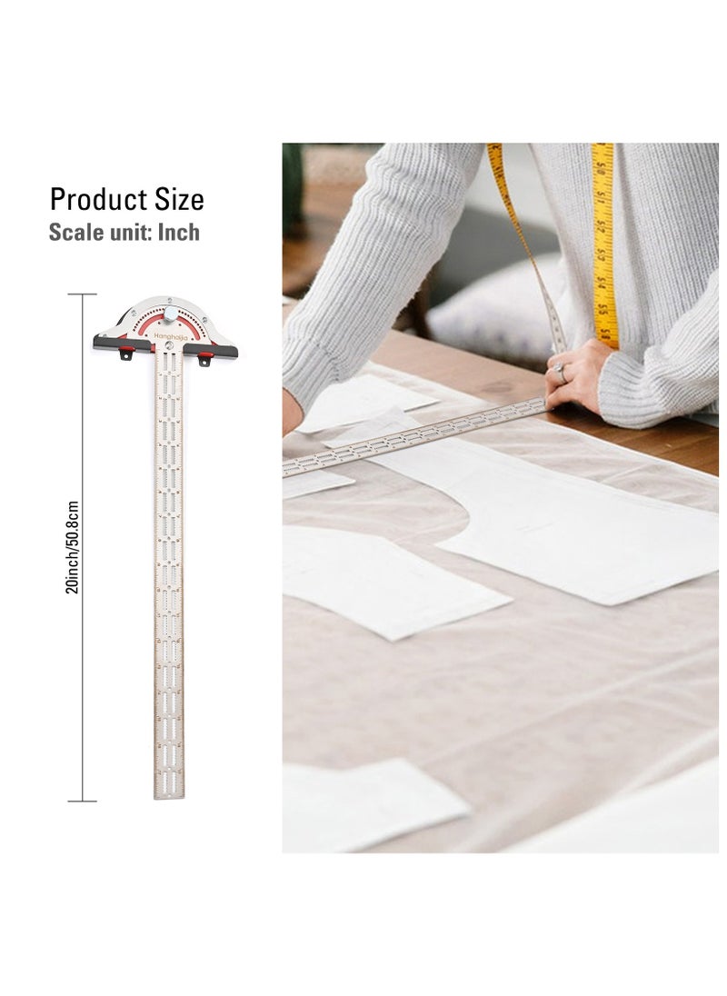 Hanghaijia Metal Woodworking Edge Ruler, T-Shaped Adjustable Caliper Protractor Measuring Scribing Tool  - Image 3