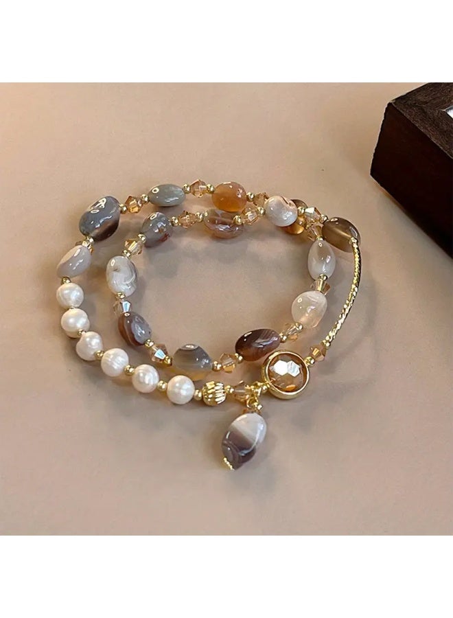 Goolsky Elegant Boho-Chic Imitation Jade Bead Bracelet with Synthetic December Birthstones for Women - Stylish Fashion Accessory Perfect for Banquets, Parties, and Holiday Gifts - Universal Fit for All Seasons - Image 1