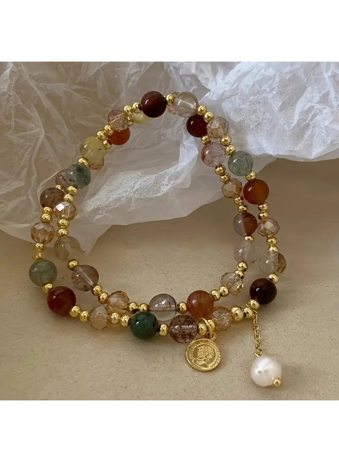 Goolsky Elegant Boho-Chic Imitation Jade Bead Bracelet with Synthetic December Birthstones for Women - Stylish Fashion Accessory Perfect for Banquets, Parties, and Holiday Gifts - Universal Fit for All Seasons - Image 2
