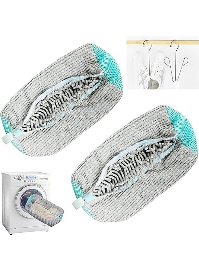 Hihonor 2 PCS Shoe Cleaning Bag, Shoe Bag for Washing Machine, Shoe Washing Machine Bag, Adjustable Shoes Laundry Bag, Sneaker Washing Bag for 360° Cleaning White Shoes, Grey  - Image 1