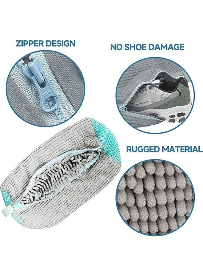 Hihonor 2 PCS Shoe Cleaning Bag, Shoe Bag for Washing Machine, Shoe Washing Machine Bag, Adjustable Shoes Laundry Bag, Sneaker Washing Bag for 360° Cleaning White Shoes, Grey  - Image 3