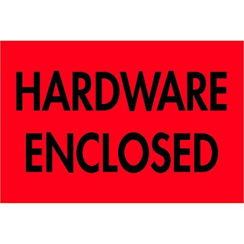 Tape Logic TLDL3591 Labels,"Hardware Enclosed", 2" x 3", Fluorescent Red, 1 Roll of 500 Labels - Image 1