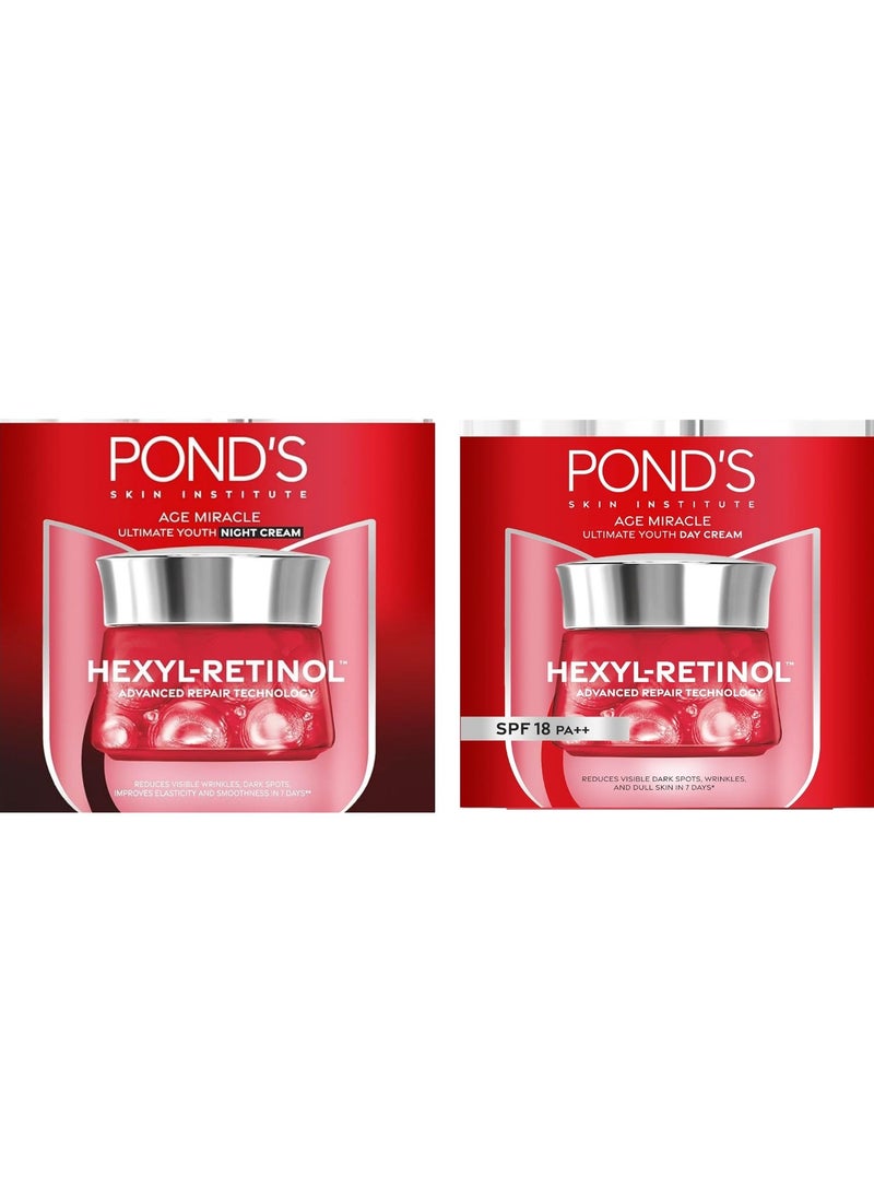 Pond's Pond's Age Miracle Ultimate Youth Hexyl-Retinol Day SPF18, Night Cream Set 2x45g  - Image 1
