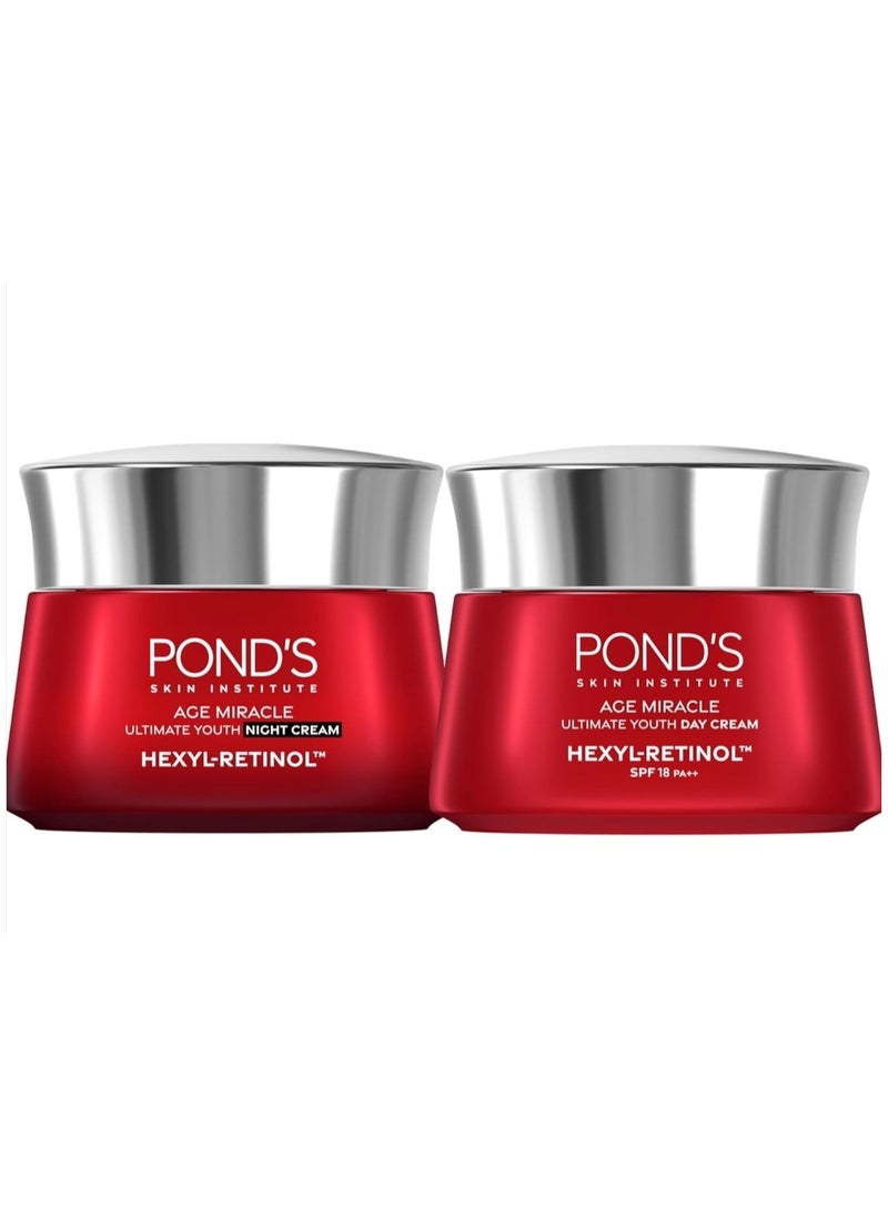 Pond's Pond's Age Miracle Ultimate Youth Hexyl-Retinol Day SPF18, Night Cream Set 2x45g  - Image 2