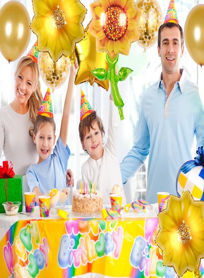 AzsVbvs 8PCS Sunflower Birthday Balloons Aluminum Foil Sunflower Shaped Mylar Balloons for Summer Sunshine, Birthday, Baby Shower, Wedding Party Decorations (Style 1) - Image 4