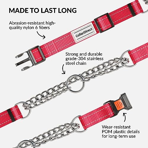 CollarDirect Martingale Dog Collar with Stainless Steel Chain and Quick Release Buckle - Reflective Collar for Large, Medium, Small Dogs - Pink, Large (Neck Size 17"-22") - Image 4