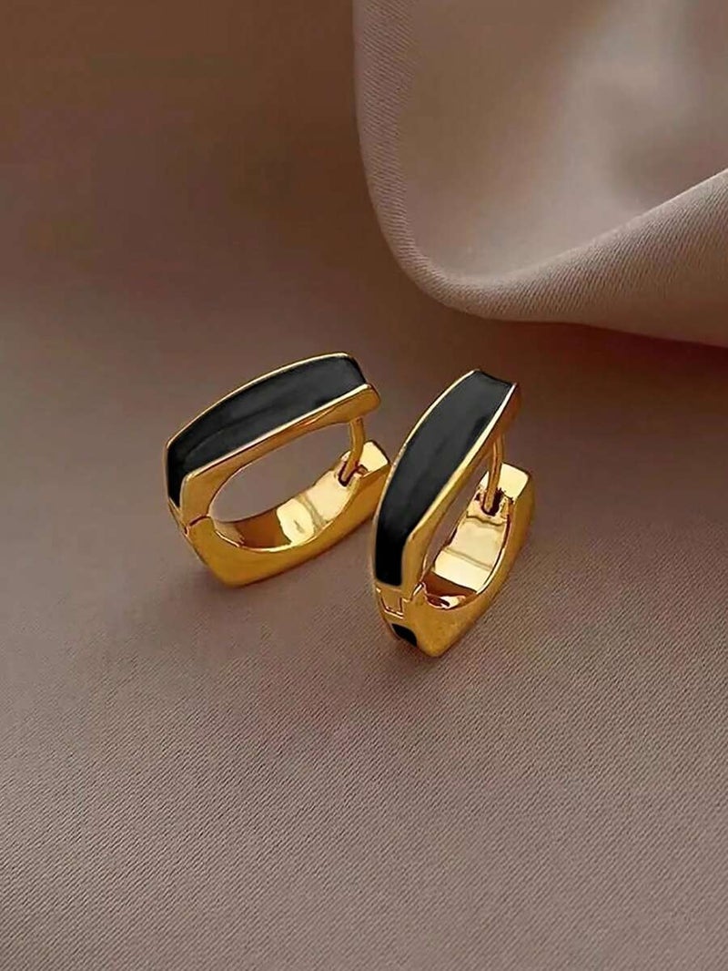 Shein Minimalist Geometric Copper Hoop Earrings for Women - Daily & Party  Wear - Image 5