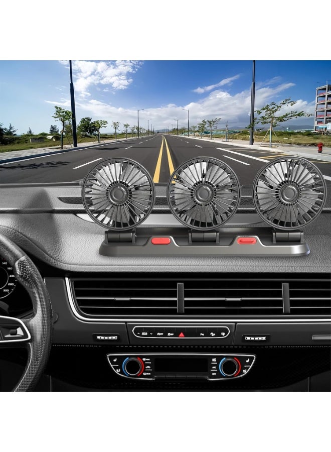 Car Fan, USB Three-Head Car Fan, Car Cooling Fan, 2 Speeds, Multifunctional Fan with Parking Phone Number Plate, 360 Degree Rotatable Adjustable Ventilato for Truck, Van, SUV, RV - Image 5