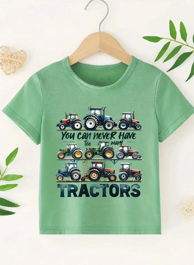تايك تو Take Two Boys Green Tractor Graphic Print T-Shirt