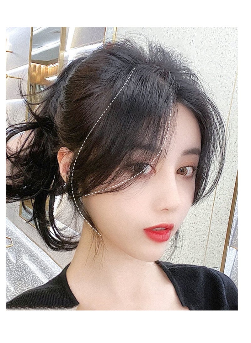 Barakah Clip in Bangs Real Human Hair French Wave Fringe Side Swept Natural look for Daily Wear 2PCS - Image 2