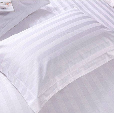 LINENWALAS 300 TC 100% Cotton Satin Stripes King Bed Sheet - Premium Hotel Bedsheet and 2 Pillow Covers Set for Hotels, Guest House & B&B (White,100x108 inch) - Image 2