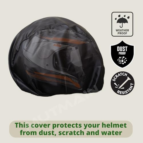 MUTMAIN Pack of 2 Helmet Cover/Bag Keeps Your Helmet Safe from Dust, Rain and Scratches Bike Helmet (HC_2Pic_Black) - Image 3