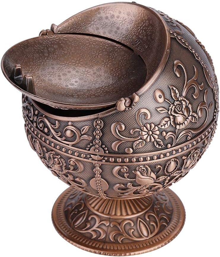 Vintage Round Metal Ball Ashtray with Castle Pattern – Elegant Electroplated Alloy Smoking Tray Doubles as Decorative Storage Box for Home, Hotel & Club (Copper Castle) - Image 5