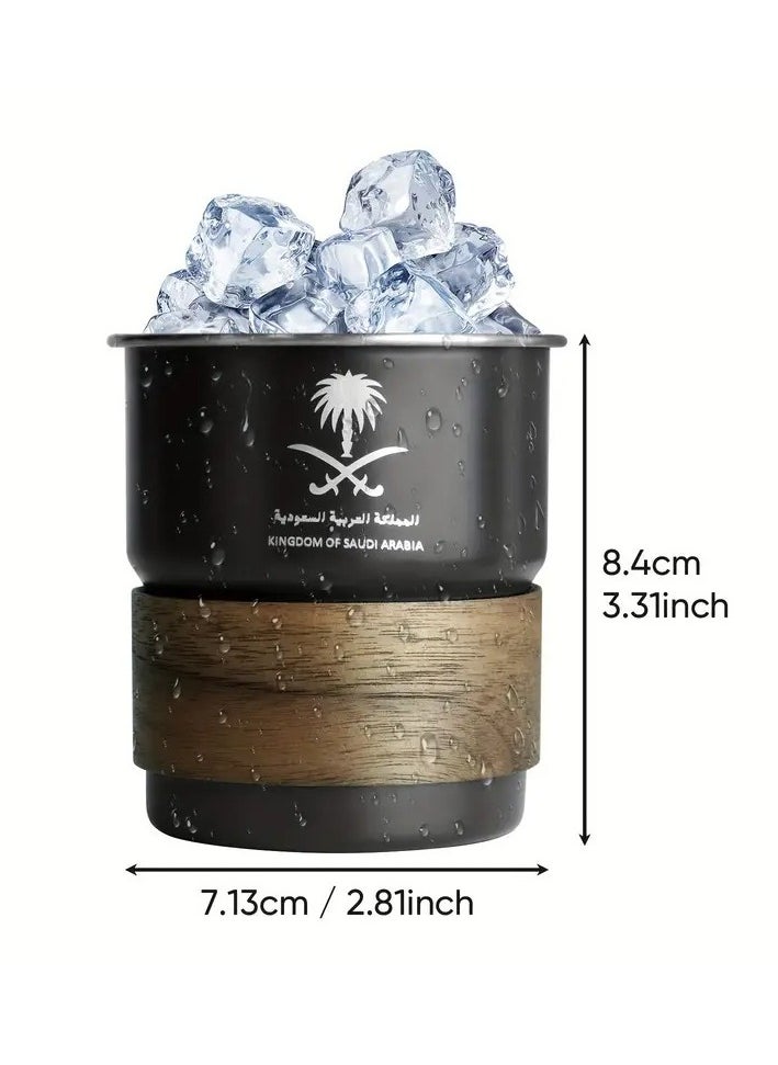 ELLEGLAM 304 Stainless Steel Cold Drink Mug - Saudi Logo Design, Portable Coffee Mug for Hot and Cold Drinks, Includes Straw and Heat Resistant Lid for Home and Outdoor Camping (Black, 300ml)  - Image 2