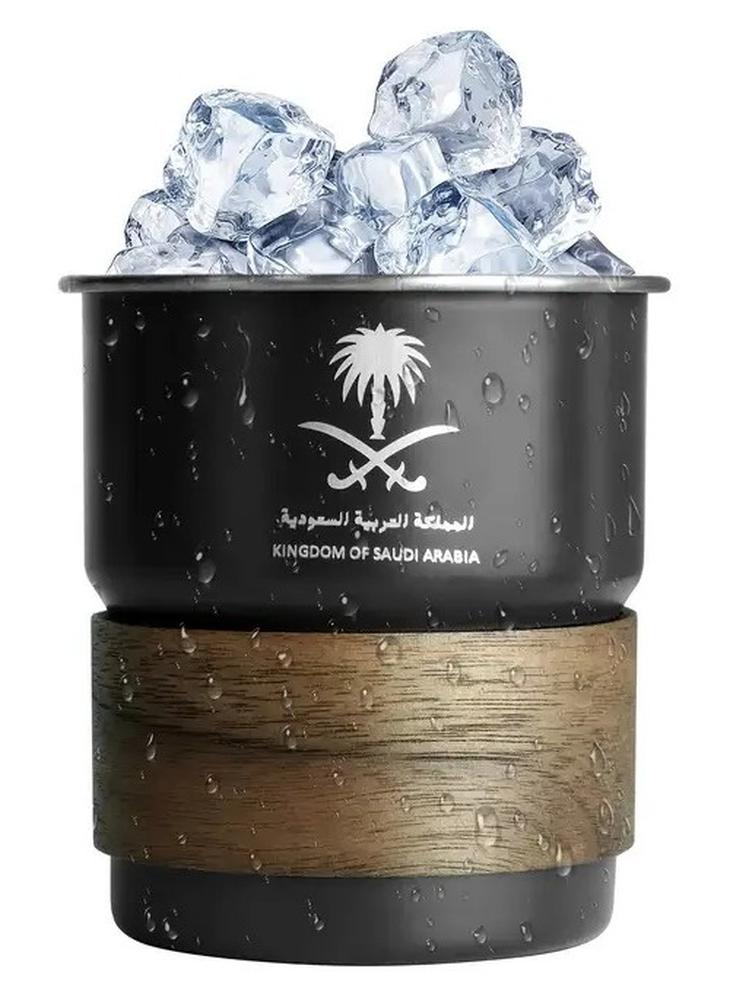 ELLEGLAM 304 Stainless Steel Coffee Mug 300ml – Arabic Style Saudi Logo, Leakproof Lid & Straw, Double Wall Travel Cup for Hot & Cold Drinks, Reusable Portable Thermo Mug for Home Office & Outdoor (Black) - Image 1