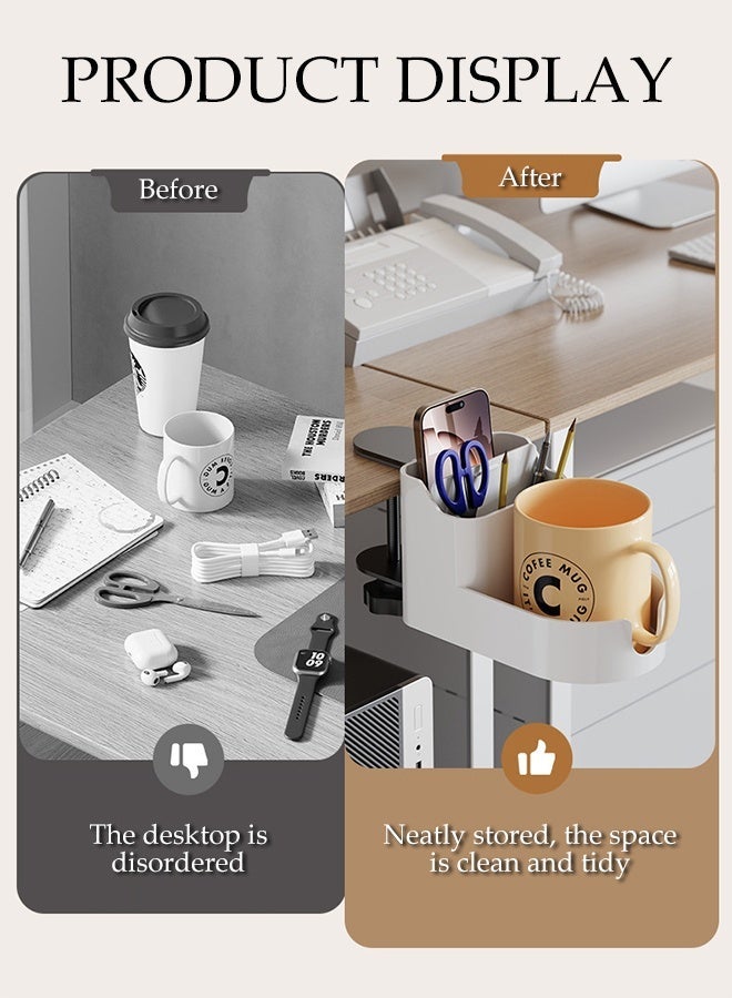 DUNISO Desk Cup Holder,Anti-Spill Cup Holder,3 Gears Adjustable,with Charging Port Hole, Easy to Install, Sturdy and Durable, Enough to Hold Mobile Phones, Stationery, and Water Bottles,for Workstations, Gaming Desk, Wheelchairs ﻿ - Image 3