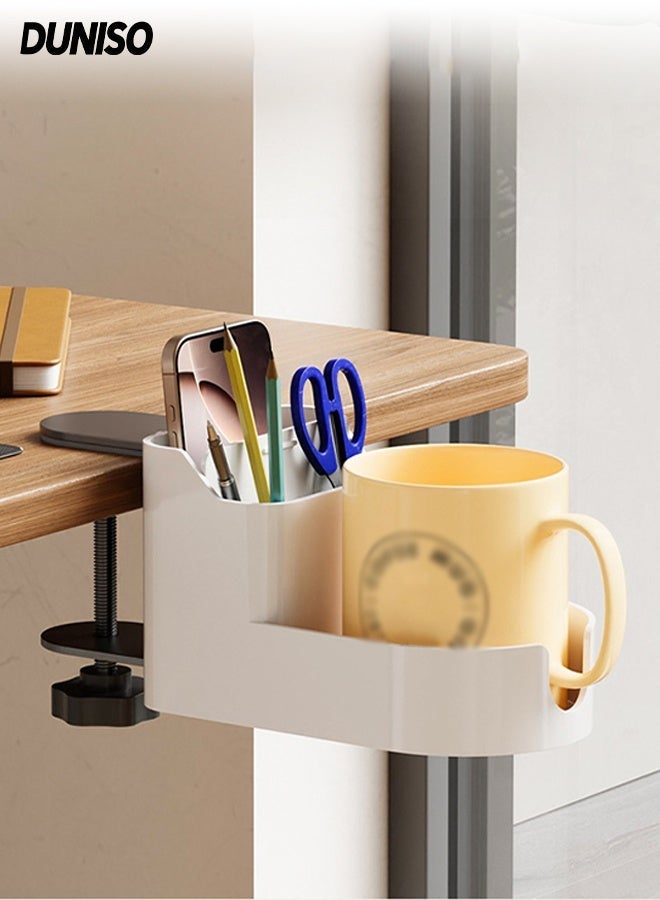 DUNISO Desk Cup Holder,Anti-Spill Cup Holder,3 Gears Adjustable,with Charging Port Hole, Easy to Install, Sturdy and Durable, Enough to Hold Mobile Phones, Stationery, and Water Bottles,for Workstations, Gaming Desk, Wheelchairs ﻿ - Image 1