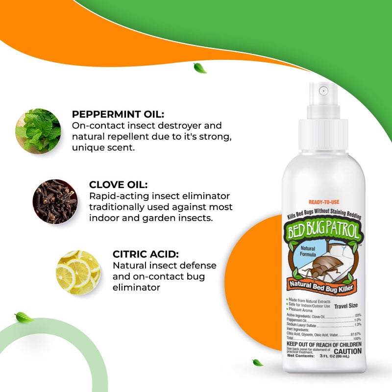 Bed Bug Patrol Bed Bug Travel Spray â€“ 3oz | Fast-Acting TSA Approved - Non-Toxic Hotel Treatment - Kills Bedbugs, Eggs & Larvae | Natural, Family & Pet Safe by Bed Bug Patrol - Image 5