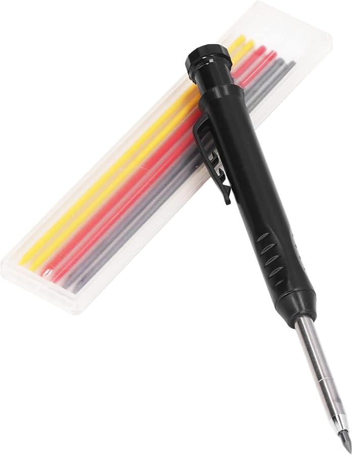 7Pcs 2.8mm Black Scribe Pencil Set with Refills for Woodworking Construction - Image 1