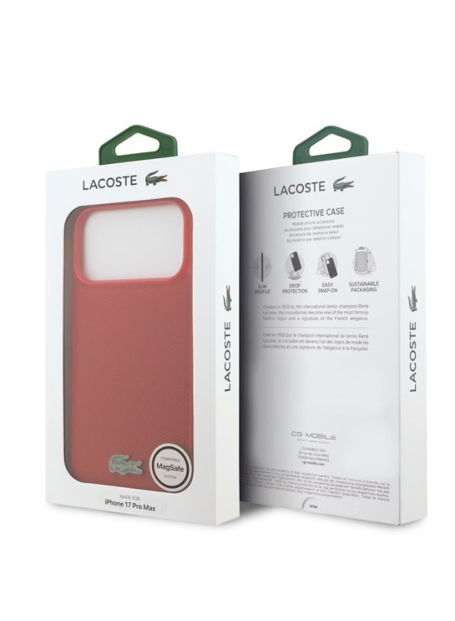 Lacoste MagSafe PU Leather Hard Case with Iconic Petit Pique Logo for iPhone 17 Pro Max, Drop Protection, Slim Profile, Easy Snap-On Design, Sustainable Packaging - Red - Image 1