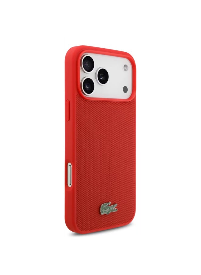 Lacoste MagSafe PU Leather Hard Case with Iconic Petit Pique Logo for iPhone 17 Pro Max, Drop Protection, Slim Profile, Easy Snap-On Design, Sustainable Packaging - Red - Image 4