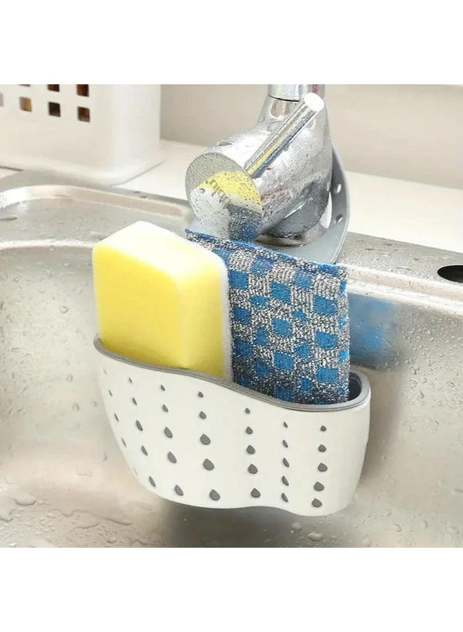 Pink Adjustable Height Silicone Hanging Basket Kitchen Organizer With Drainage System - Image 2