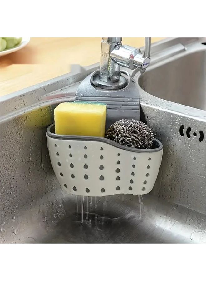 Pink Adjustable Height Silicone Hanging Basket Kitchen Organizer With Drainage System - Image 5
