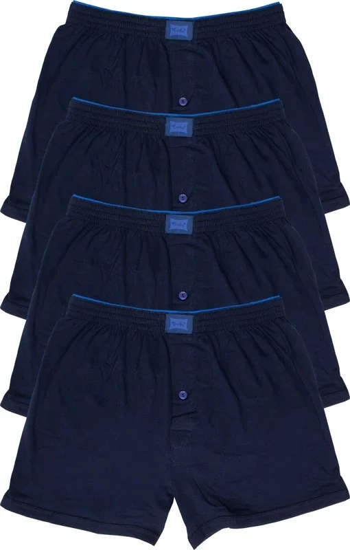 توتكو 4-Piece Men's Combed Cotton Towel Plain Waist Boxer Abani Classic Navy Blue