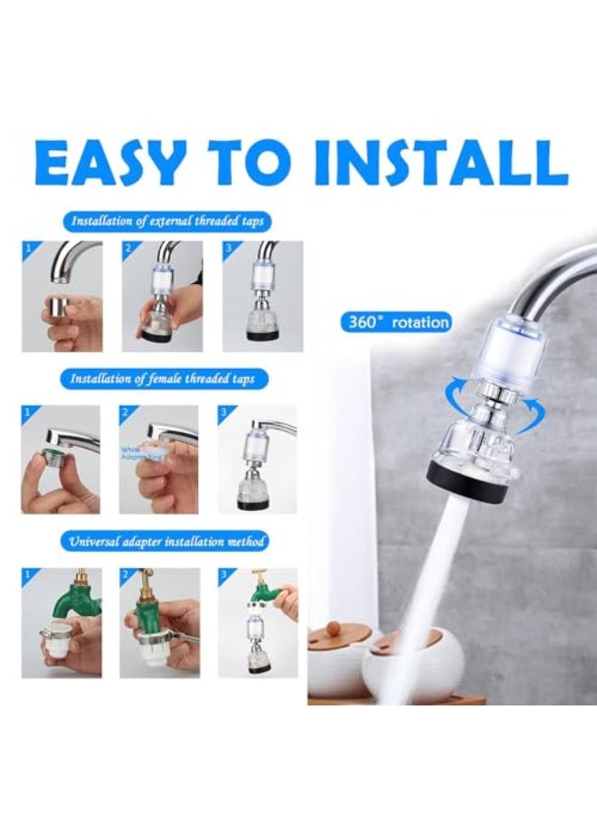 JZS Water Purification Unit - Chlorine Reduction,Faucet Water Filter,360 Rotating Design, Adjustable 3 Modes, Convenient Replacement Packages,Transparent,with 10 Replacement Filter Elements - Image 4