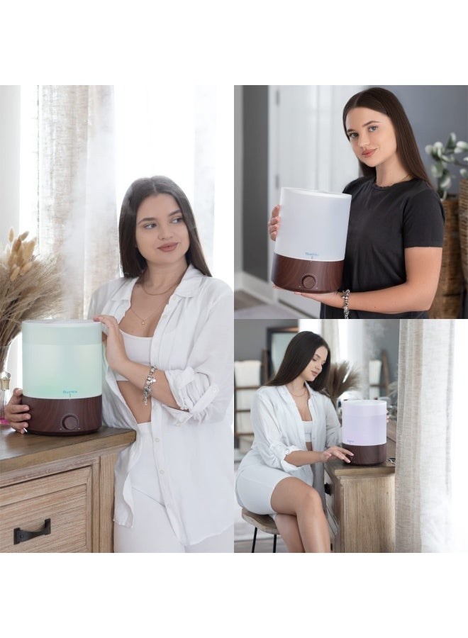 BlueHills معطر زيوت أساسية بلو هيلز بريميوم 4000 مل XL 4 لتر 70 ساعة تشغيل مرطب أروما 1 جالون سعة كبيرة إخراج رذاذ عالي لغرفة كبيرة جداً أضواء مزاجية خشب داكن E402 - Image 2