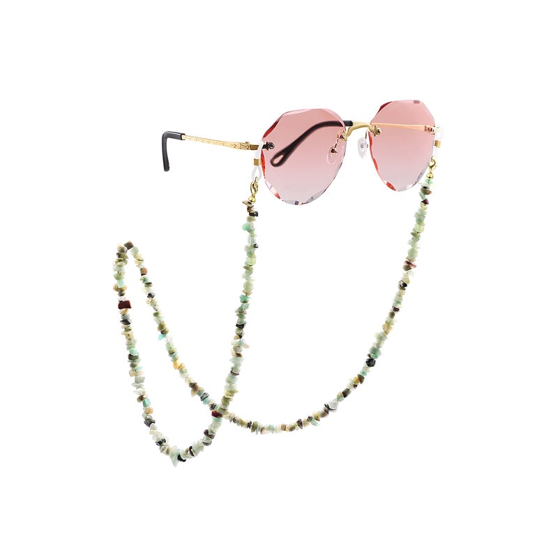 PEARLADA PEARLADA Amazonite Chips Glasses Chain, Stone Beaded Sunglasses Strap, Chakra Eyeglass Holder around Neck  - Image 1
