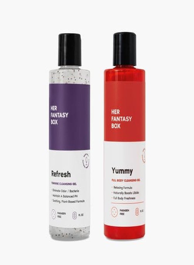 Her Fantasy Box Yummy & Refresh pH Balancing Shower Gel | Two Pack Wash | Gentle, Moisturizing & Nourishing Feminine Hygiene Duo for Daily Freshness, Odor Control & Skin Care (8 oz Each - Image 1