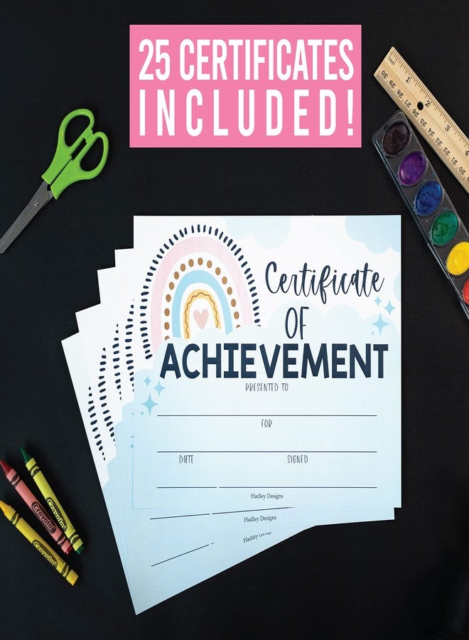 Hadley Designs Classroom Award Certificates for Students -25 Certificate of Achievement Awards, Gold Star Certificate Paper, Preschool Graduation Certificates for Kids, Kindergarten Diploma, Star Student Honor Roll - Image 2