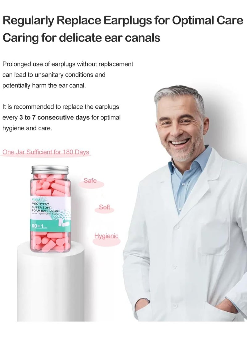 Soft Foam Ear Plugs for Sleeping Noise Cancelling Snoring, 60 Pairs 38 dB Highest SNR, Concert Study Travel Sleep Earbuds Earplugs, Bouchon Oreille Anti Bruit Pour Dormir - Image 3