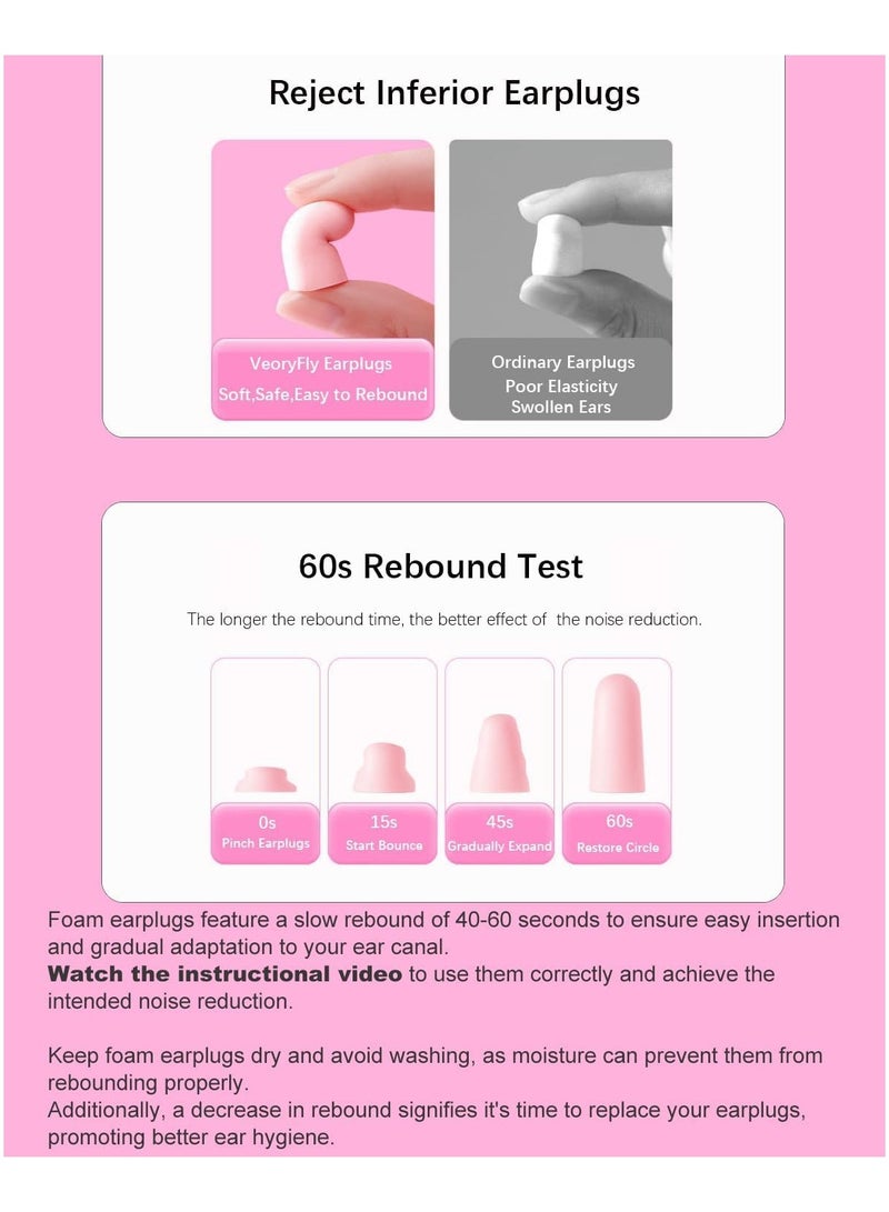 Soft Foam Ear Plugs for Sleeping Noise Cancelling Snoring, 60 Pairs 38 dB Highest SNR, Concert Study Travel Sleep Earbuds Earplugs, Bouchon Oreille Anti Bruit Pour Dormir - Image 4