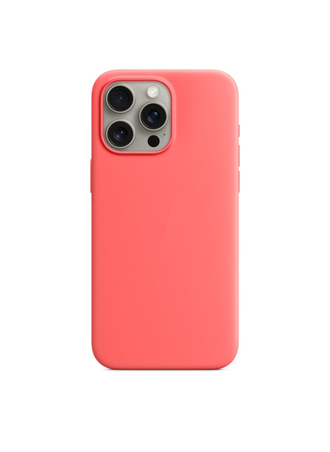 Generic - For Apple IPhone15 Liquid Silicone Phone Case 14Promax Magnetic Animation Original Official Website Protective Cover-Color:Guava Color [true Liquid + Logo]-Applicable Models:For Iphone 15pro [regular Style + Carton Packaging] - Image 1